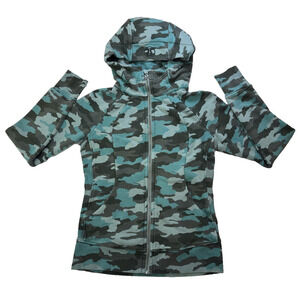 Lululemon Scuba Hoodie Tidewater Teal Camo Blue Green Heritage 365 Women Size 8